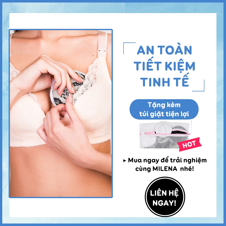 Miếng lót thấm sữa organic Cotton Tre tự nhiên giặt được NatureBond Hoa Kỳ kháng khuẩn 10 tấm 5 thiết kế ren tinh tế