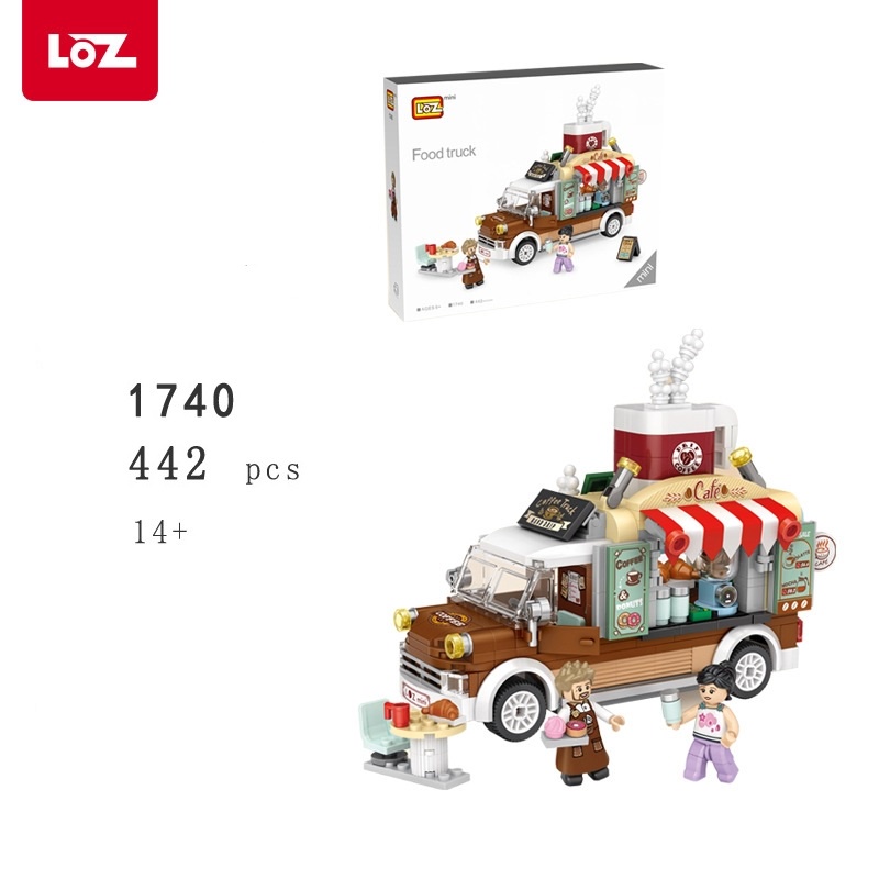 Bộ đồ chơi lắp ráp LOZ mô hình food truck- coffee truck, pizza truck, dessert truck, fruit truck