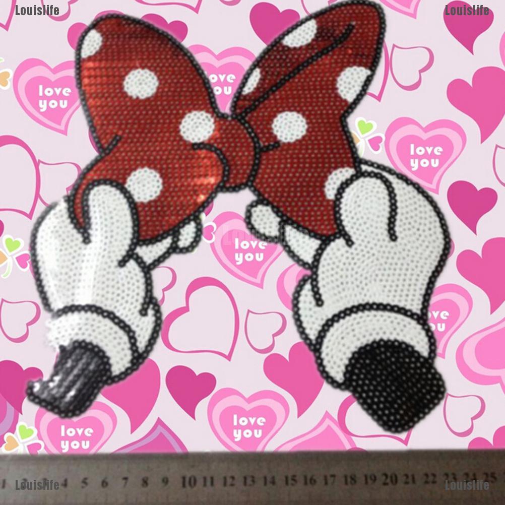 Sticker Ủi Thêu Hình Nơ Đính Kim Sa Lấp Lánh