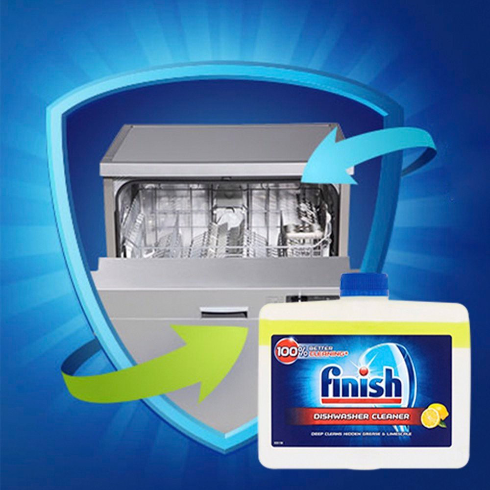Nước vệ sinh máy Finish 250ml hương Chanh thơm ngát - dung dịch khử mùi hiệu quả