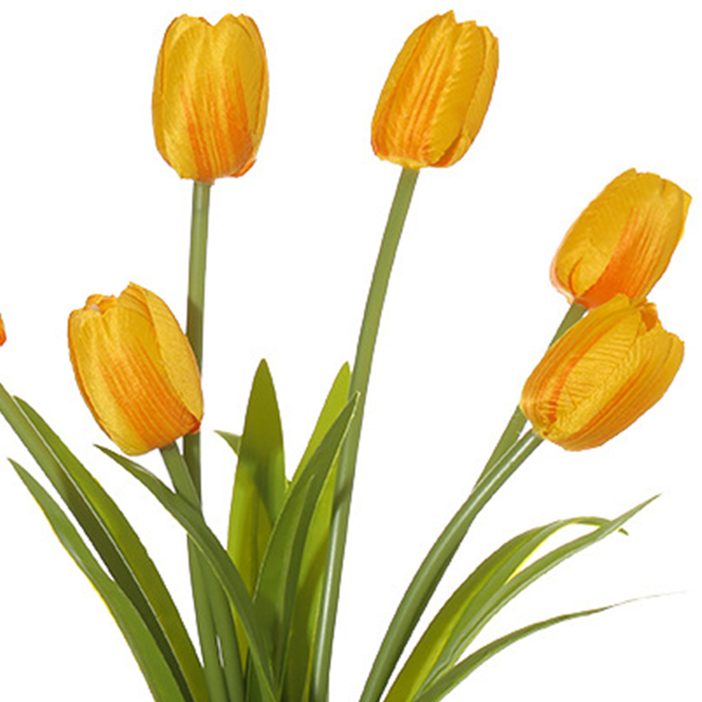 Chậu Hoa Tulip Nhân Tạo 6 Bông Trang Trí Nhà Cửa