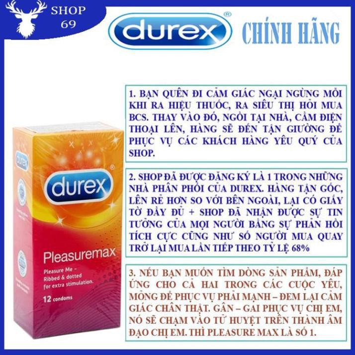 (MỎNG HƠN – NHIỀU GAI HƠN) Bao cao su Durex Pleasuremax có Gai và mỏng hơn - Số lượng 12 cái/ 1 hộp bcs 👌