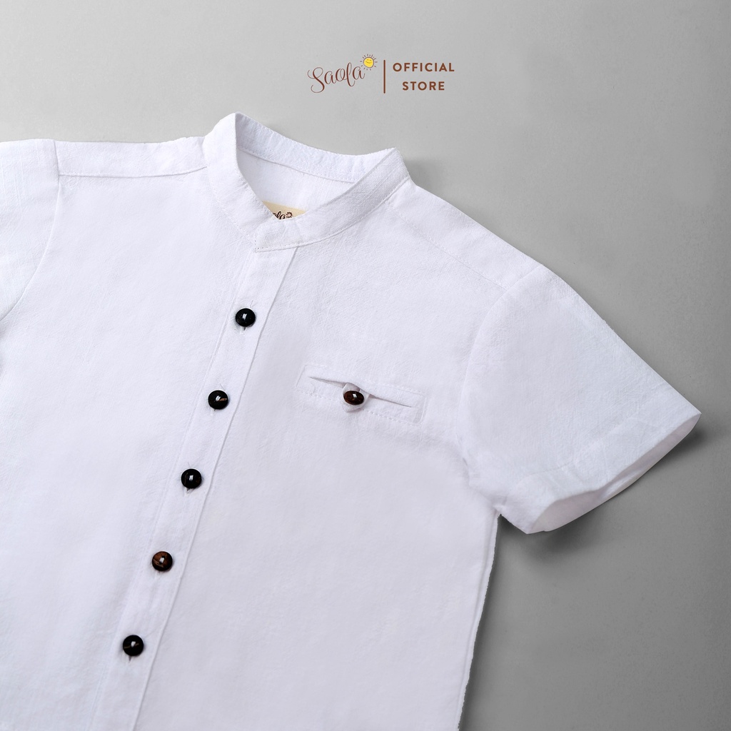 Áo Sơ Mi Cổ Trụ Tay Ngắn Phong Cách Hàn Quốc Dễ Thương Cho Bé Trai - ALAN TOP - TOC011 - SAOLA  KIDS CLOTHING