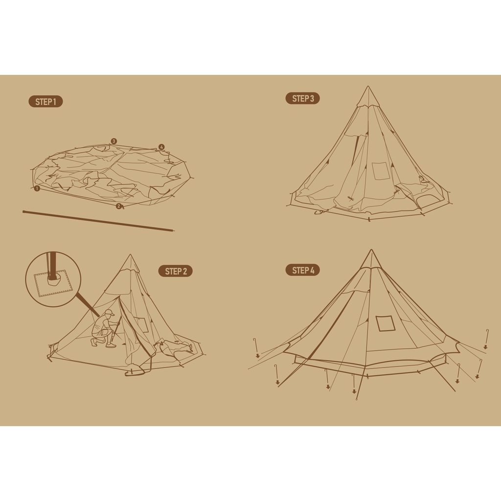 Lều cắm trại Glamping hình chóp 5-8 người NatureHike NH20ZP005 - DunHuang Series (BTS Đôn Hoàng)