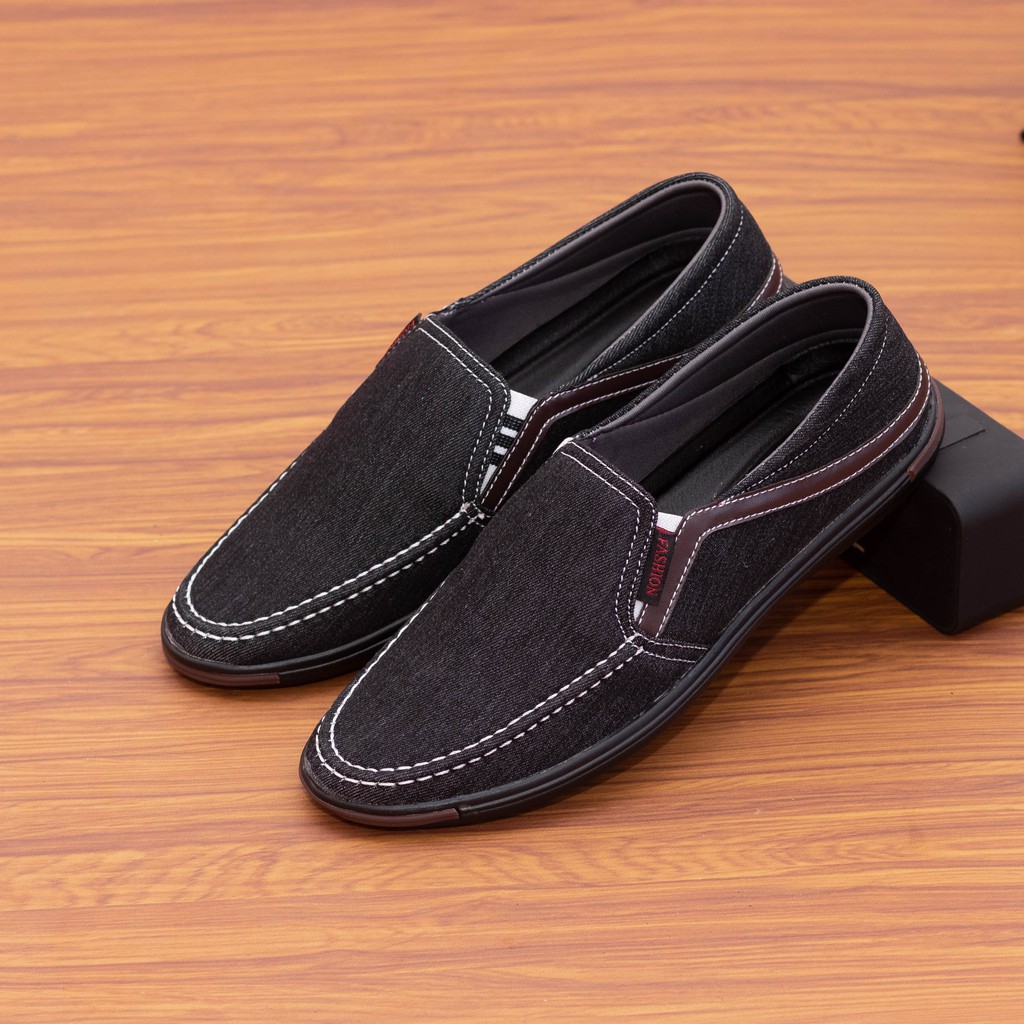 Giày lười vải jean nam ORSIL màu đen trẻ trung - L13 | BigBuy360 - bigbuy360.vn