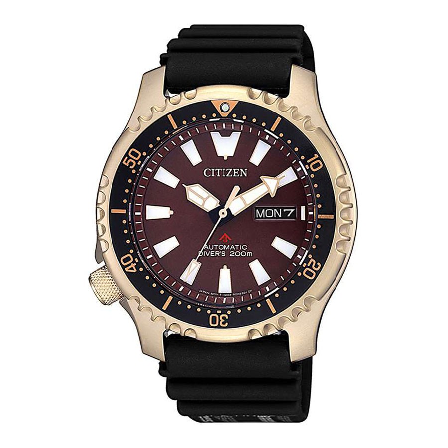 Đồng Hồ Nam Citizen Dây Cao Su NY0083-14X - Mặt Nâu