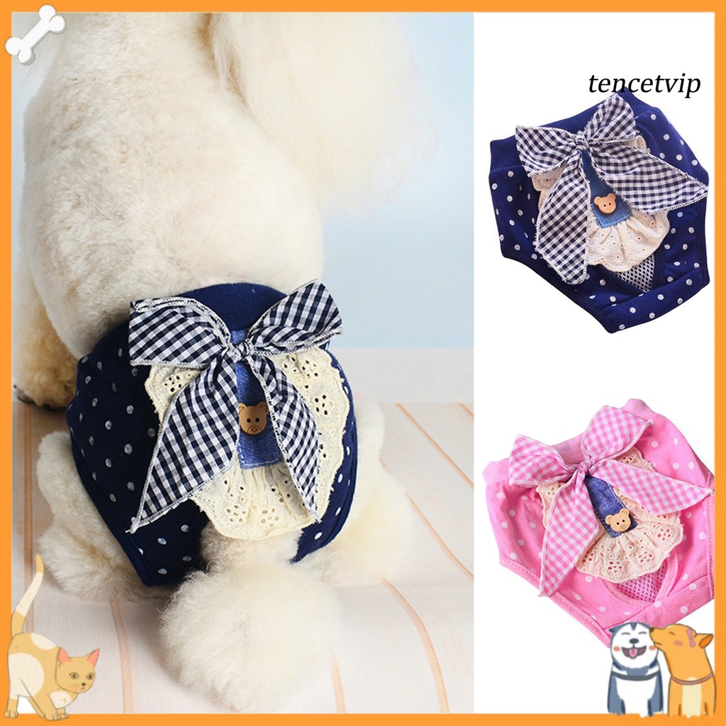 Quần tã vệ sinh thú cưng bằng vải cotton thoải mái đính nơ trang trí