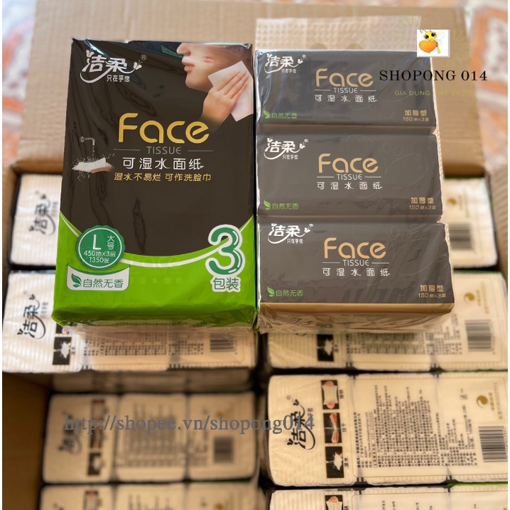 Lẻ xách gói giấy ăn Face size L, giấy rút, khăn giấy khô