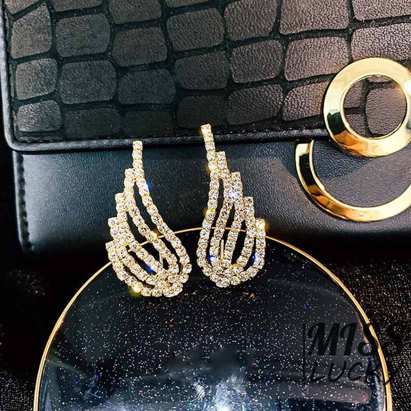 Khuyên Tai Mạ Bạc 925 Hình Đôi Cánh Thiên Thần Đính Đá Thời Trang Cho Nữ