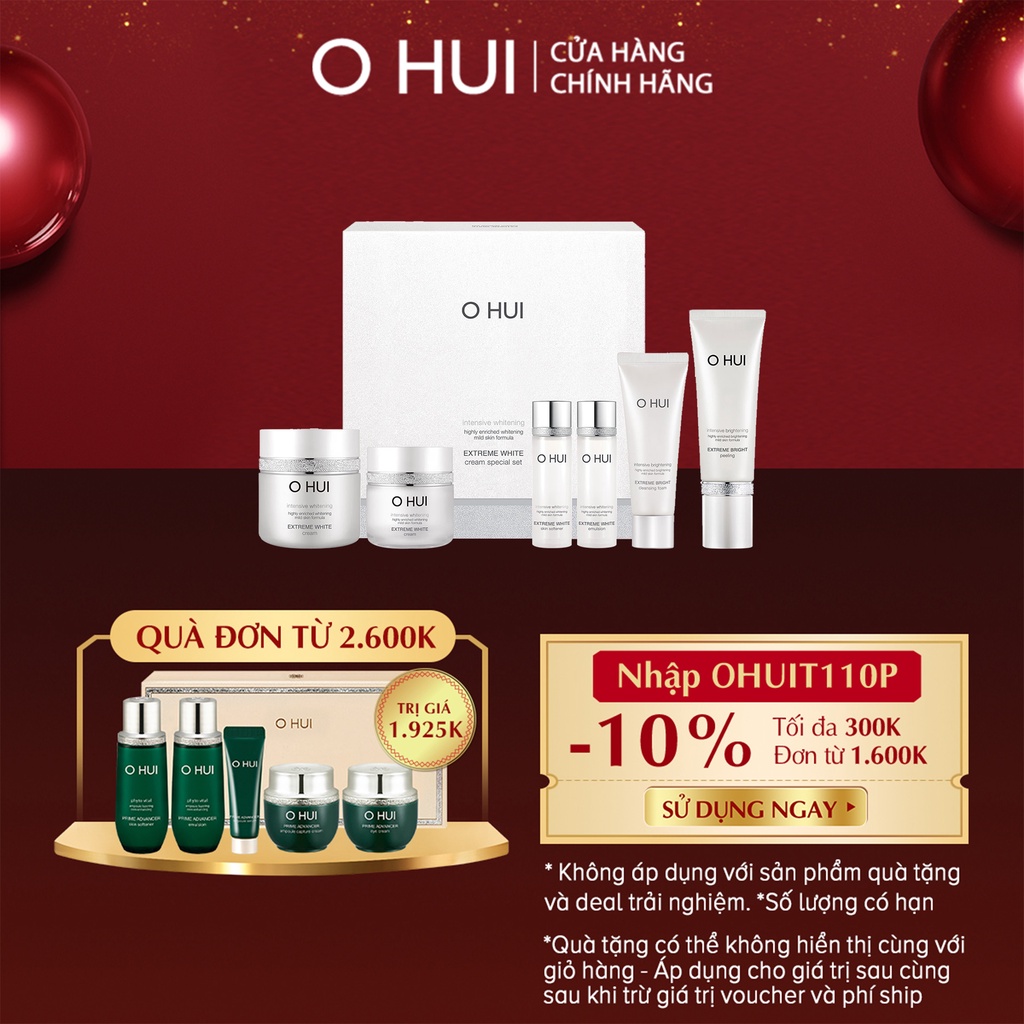 [Mã FMCGMALL giảm 8% đơn từ 250K] Bộ 5 bước dưỡng trắng da OHUI Extreme White Cream Special Set