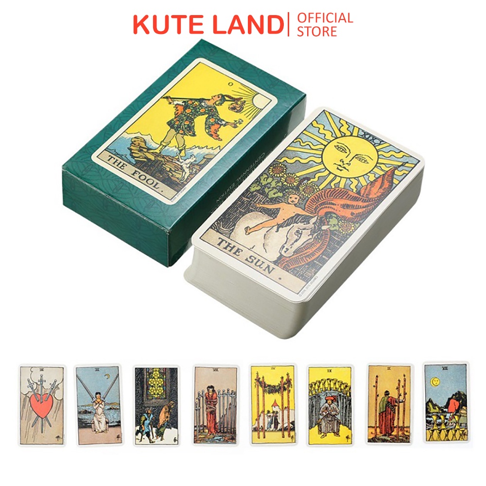 [Size Gốc] Bài Tarot Waite Smith Size Gốc 78 Lá 7x12 Cm Cán Màng Dày Dặn Tặng Đá Thanh Tẩy Và Hướng Dẫn Tiếng Việt