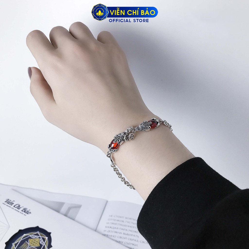 Lắc tay bạc nữ tỳ hưu đôi kim tiền bạc Thái 925 thời trang phụ kiện trang sức nữ Viễn Chí Bảo L000211