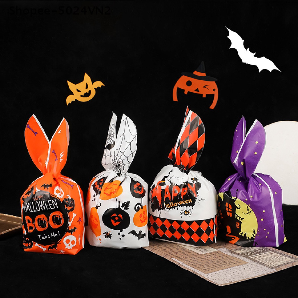 [Mới &amp; Halloween &amp; Halloween] 50 Túi Đựng Kẹo / Bánh Quy Hình Dơi / Bí Ngô Trang Trí Tiệc Halloween