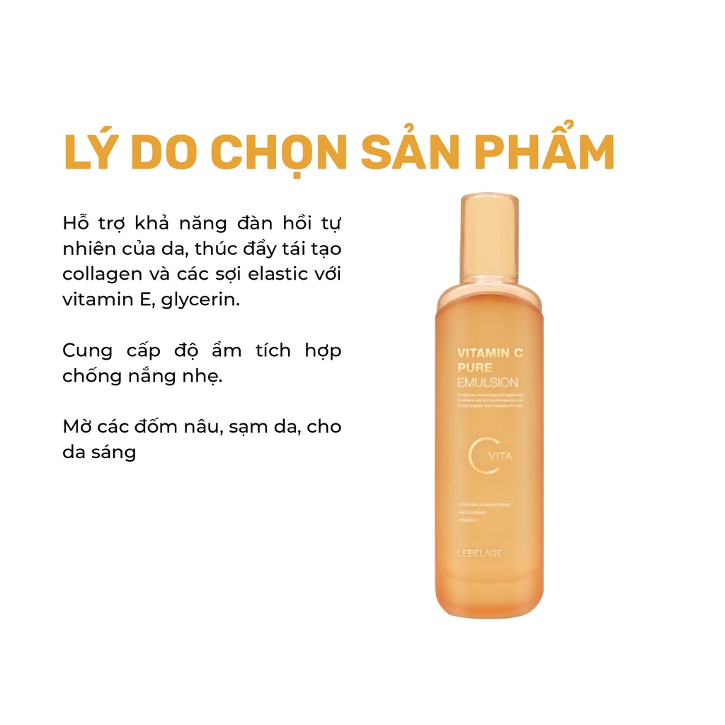 Sữa Dưỡng Thể Dưỡng Trắng Tăng Đàn Hồi Da Lebelage Vitamin C Pure Emulsion 120ml