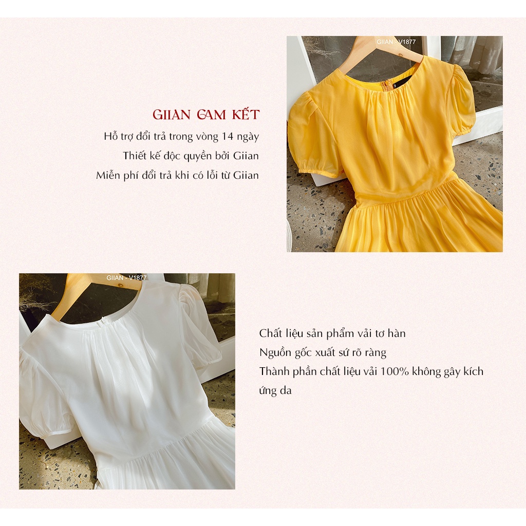 Váy xòe tầng dáng dài chất tơ hàn mỏng nhẹ, có lớp lót  VA0118 thiết kế Giian