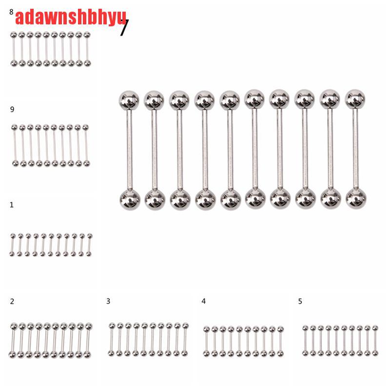 Set 10 Khuyên Rốn / Lưỡi / Rốn Bằng Thép Không Gỉ