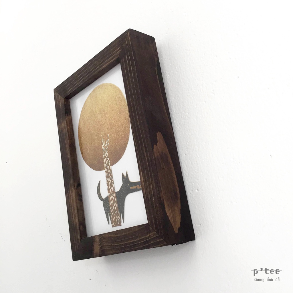 Khung ảnh gỗ Basic 10x15 A6 Stain Nâu Vintage - Khung hình gỗ thông mặt kính để bàn Picture Frames Wood Frame by P'Tee