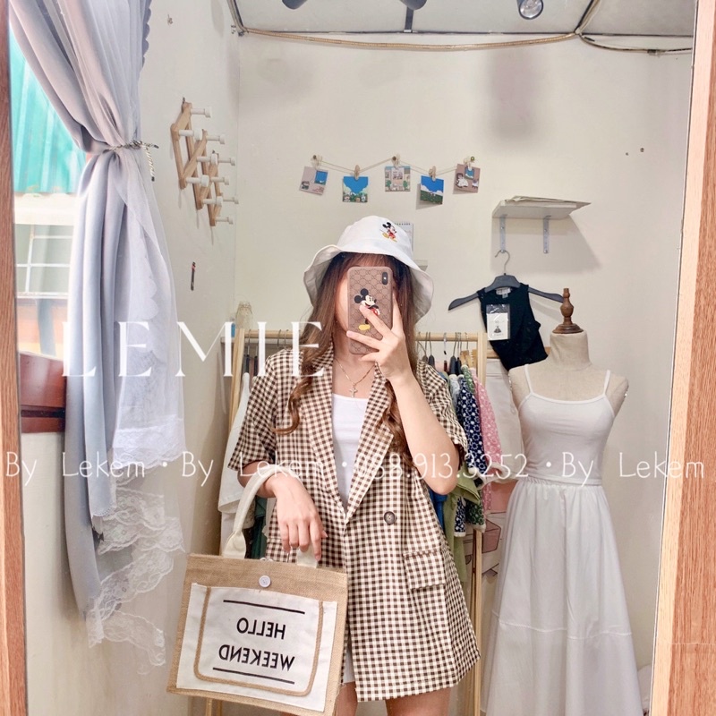 Áo Blazer Kẻ Sọc Caro Ngắn Tay Túi Nắp - Ảnh thật Lekemqc ❤️ | WebRaoVat - webraovat.net.vn