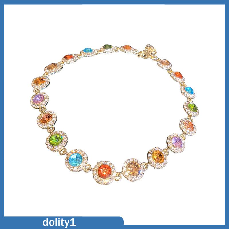 Vòng cổ Choker Mặt Pha Lê Nhiều Màu Sắc Lấp Lánh Quà Tặng Cho Nữ