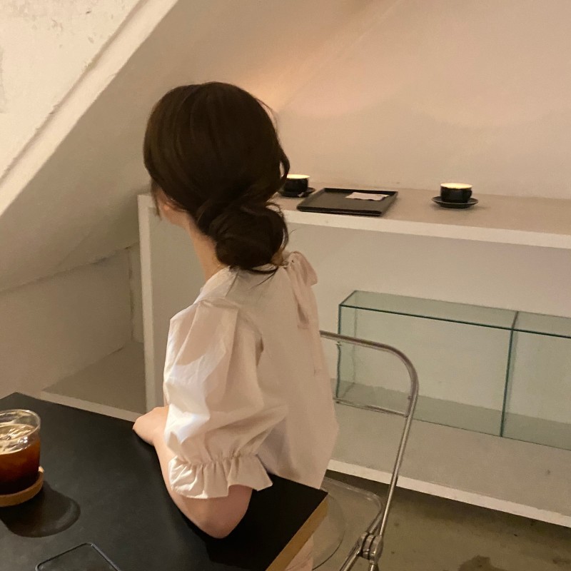 Xiaozhainv Áo tay ngắn dáng rộng phong cách Hàn trẻ trung