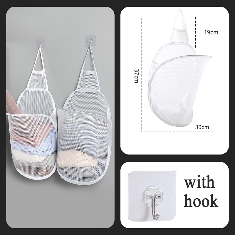 Túi đựng quần áo bẩn gấp gọn được treo tường nhà tắm tiện dụng sáng tạo, đựng quần áo và đồ dùng sinh hoạt treo tường có thể gấp gọn, tặng móc dính trong