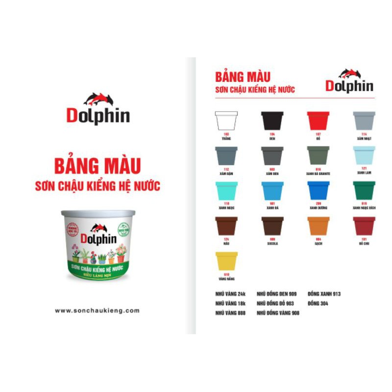 (Tặng cọ hoặc nhám) Sơn chậu kiểng ngoại thất Dolphin lon 800gr