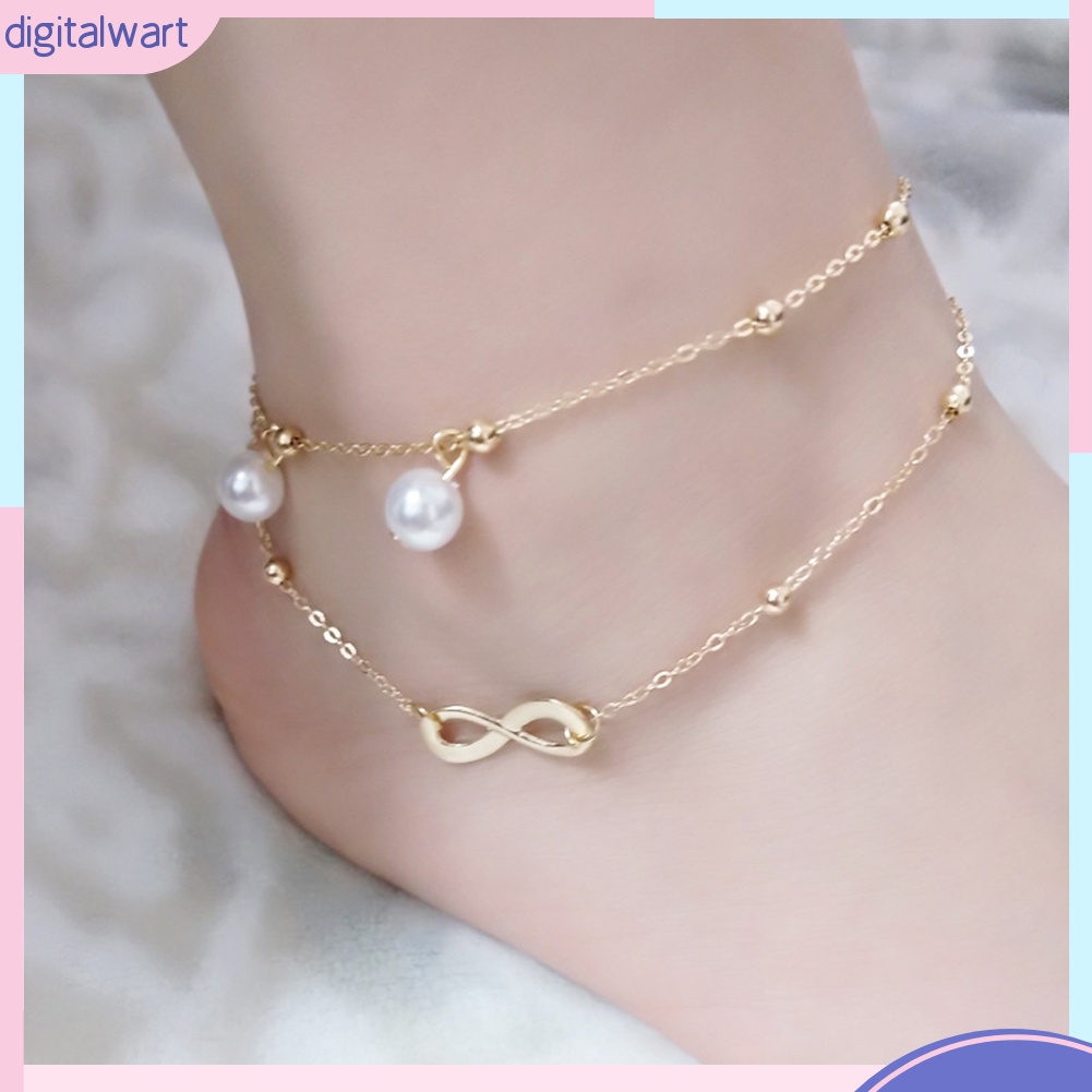 Lắc chân 2 dây mặt vô cực phong cách boho thời trang