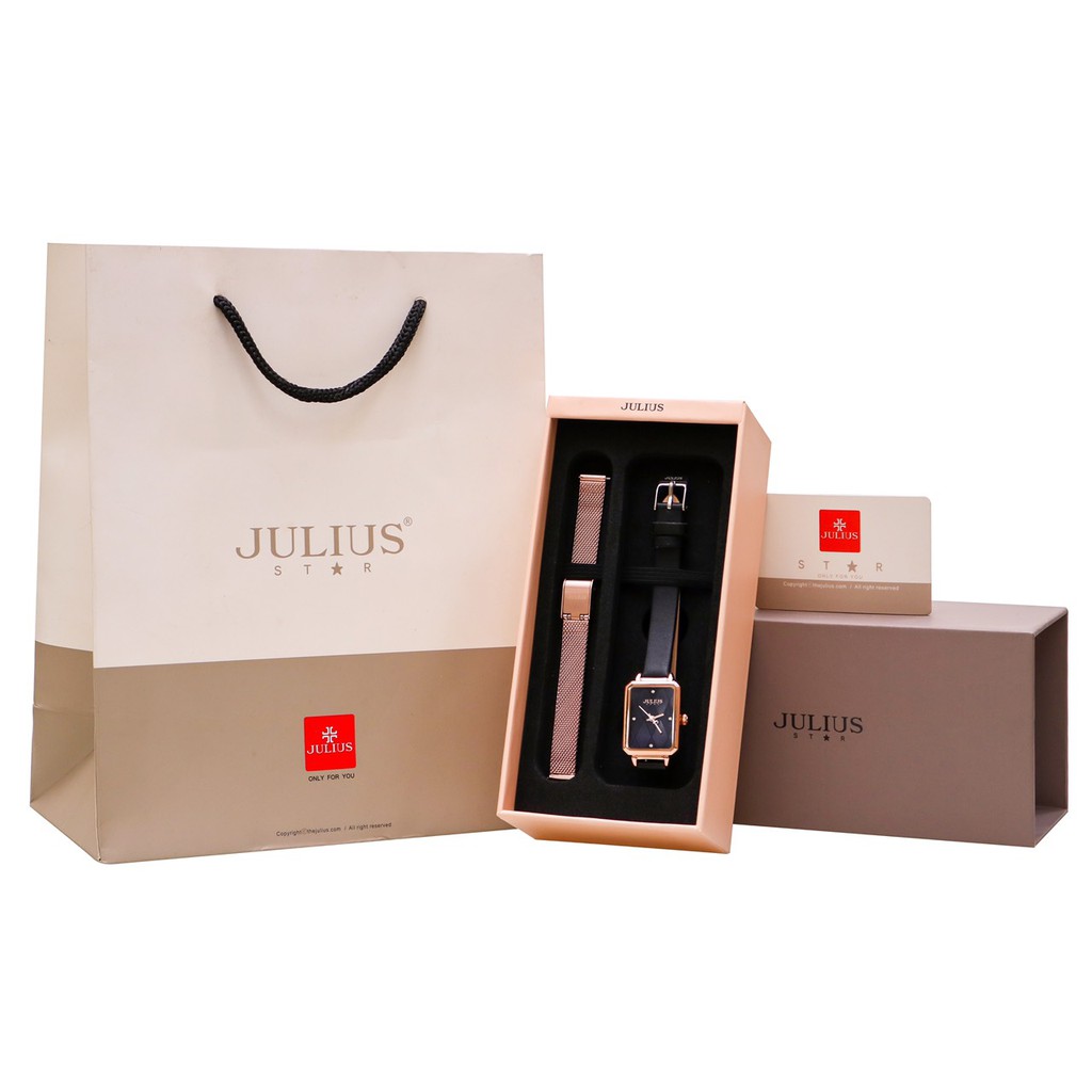 Combo Đồng hồ nữ Julius Hàn Quốc JA-1280A mua 1 được 2 ( đen)