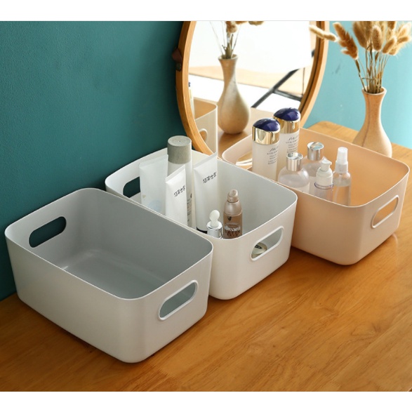 Giỏ nhựa trơn GIN2 đựng mỹ phẩm để bàn tiện dụng cho nhà bếp 20x14x7cm