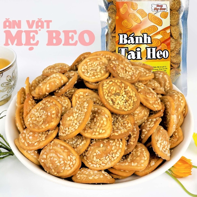 Bánh tai heo mè nhí 500gr Mẹ Beo đồ ăn vặt cực ngon