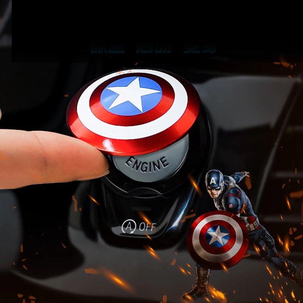 Vỏ Bọc Trang Trí Công Tắc Khởi Động Xe Hơi Họa Tiết Captain America 3D