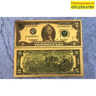 Tờ 2 usd vàng plastic - lì xì tài lộc