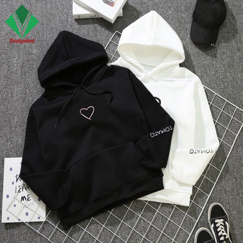 1 Áo Hoodies Tay Dài Hoạ Tiết Trái Tim Thời Trang Mùa Thu