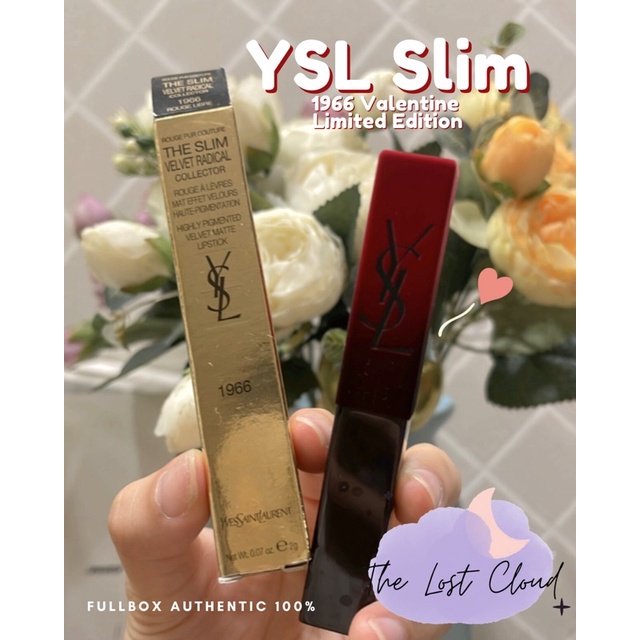 Son YSL 1966 Slim Vỏ Đỏ Nhung Limited Edition - fullsize fullbox AUTH BILL MỸ