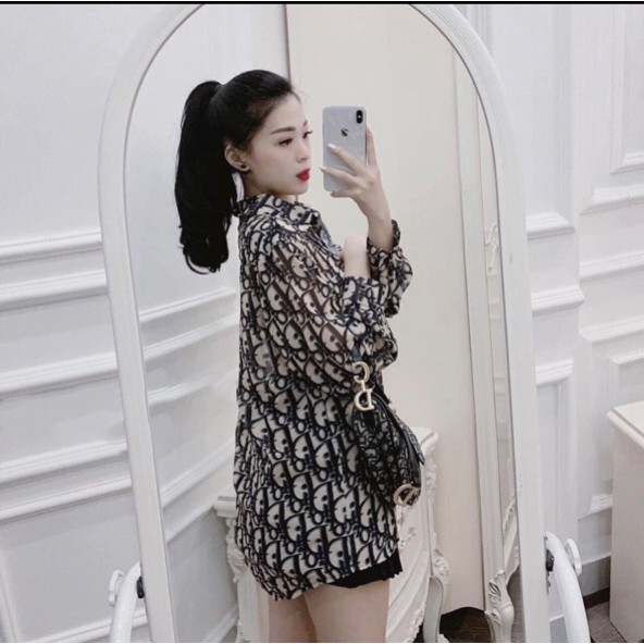 Áo sơ mi hoa văn form dài UK109203