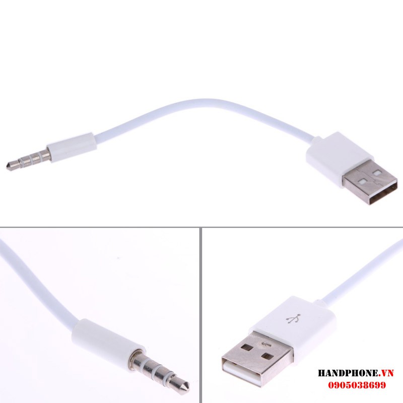 Charger Data USB 3.5mm Sync Audio Cable, USB to 3.5mm Audio Cáp sạc, dữ liệu cho iPod, Samsung YP W1 và nhiều thiết bị