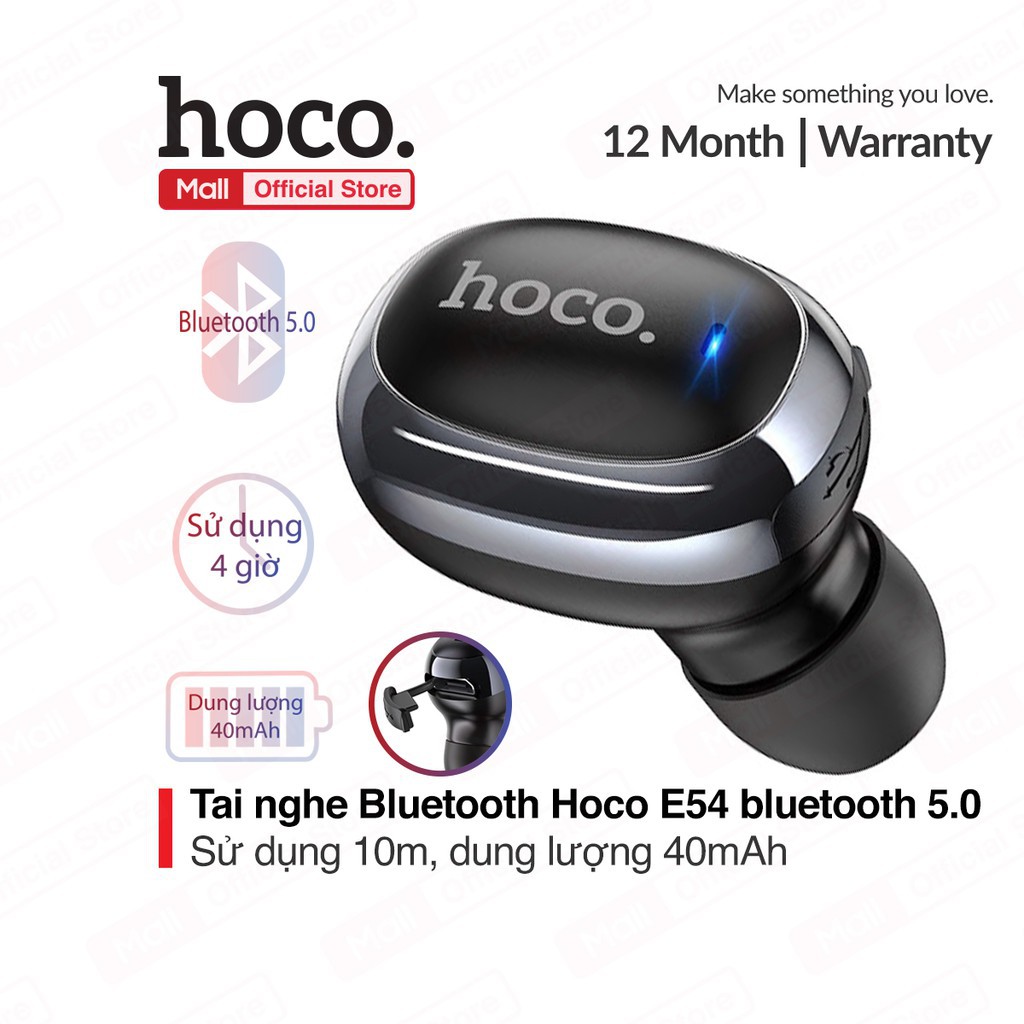 Tai nghe mini Hoco E54 âm thanh chất lượng, Bluetooth 5.0, dung lượng 40mAh, siêu nhỏ gọn, dễ dàng mang theo