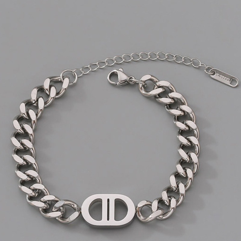Vòng tay thép titan thiết kế đơn giản phong cách hip hop thời trang cho cặp đôi