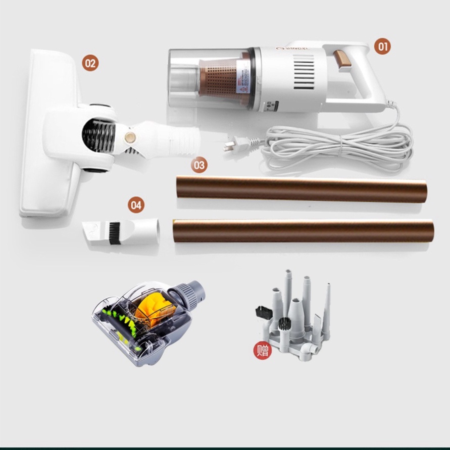 Máy hút bụi cầm tay Yangzi XC77A, Ống Hút bằng đồng tặng kèm 10 đầu hút, lực hút cực khỏe 16000Pa công suất 600W