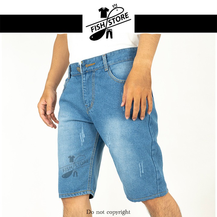 Quần short jean nam ngắn cao cấp chất bò rách xước FF57C