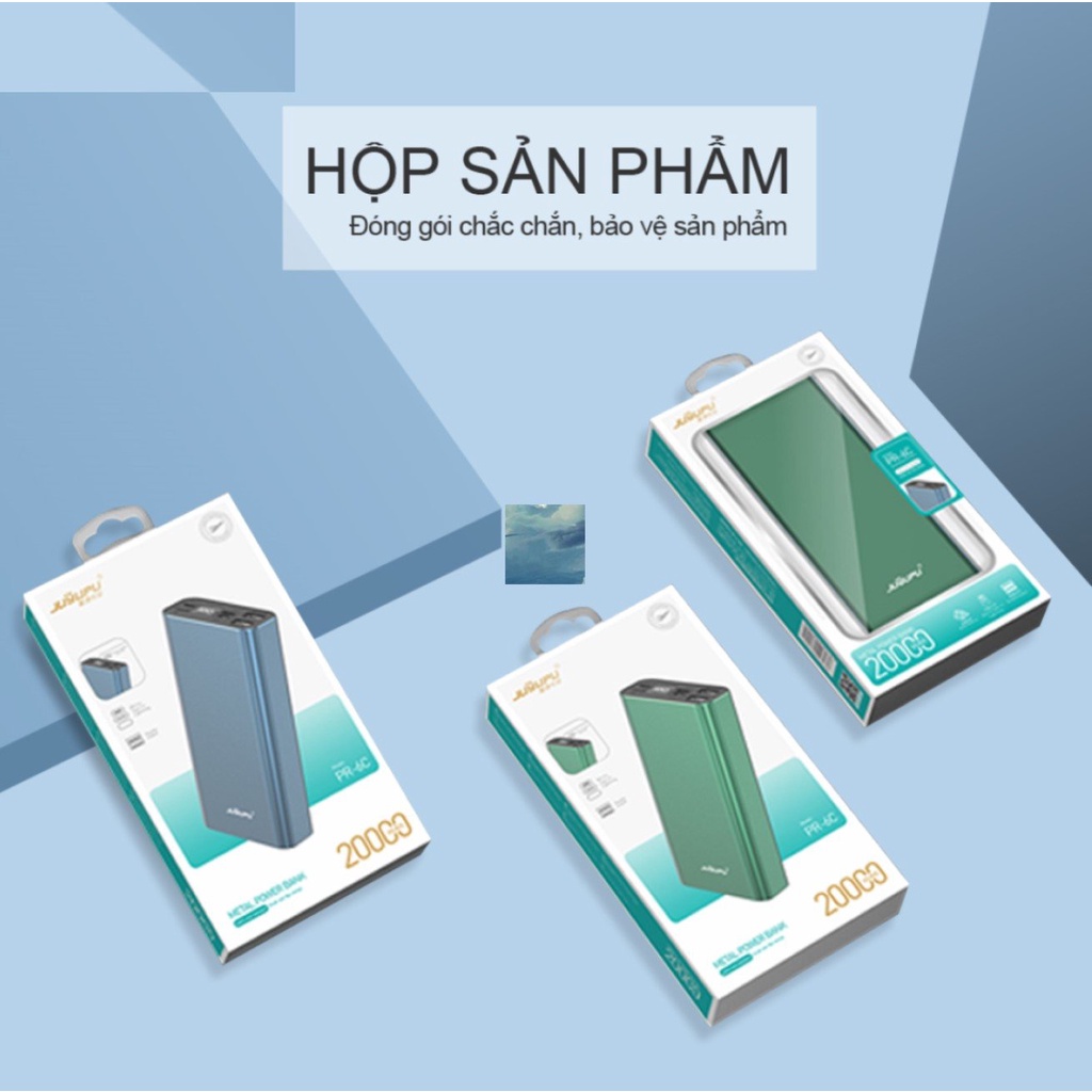 Sạc dự phòng 20000mah FENGZHI PR6C màn hình Led hiển thị pin gồm 3 cổng vào vỏ nhôm kim loại cao cấp BẢO HÀNH 12 THÁNG