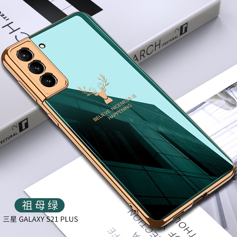 Ốp lưng Ốp Điện Thoại Kính Cường Lực In Hình Nai Sừng Cá Tính Cho Samsung Galaxy S21 Plus Ultra 5g S21 Plus Ultra 5g