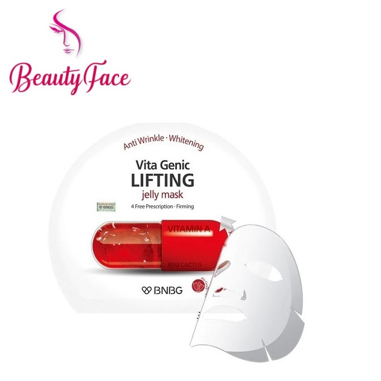 Mặt nạ giấy BNBG Vita Genic Lifting Jelly Mask giúp nâng cơ, ngăn ngừa chảy xệ, cho da sáng hồng (Màu đỏ)