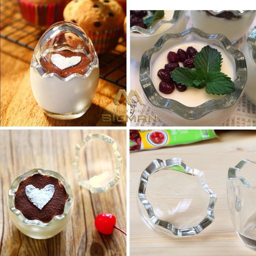 Hủ đựng sữa chua hủ thủy tinh làm bánh flan hình quả trứng có thể dùng lọ thủy tinh trang trí tiệc - BIGMAN