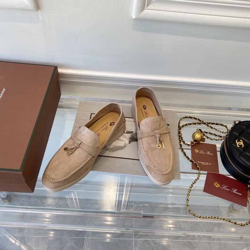 Giày lười da cho nữ thương hiệu Loro Piana da thật cao cấp bản da lộn