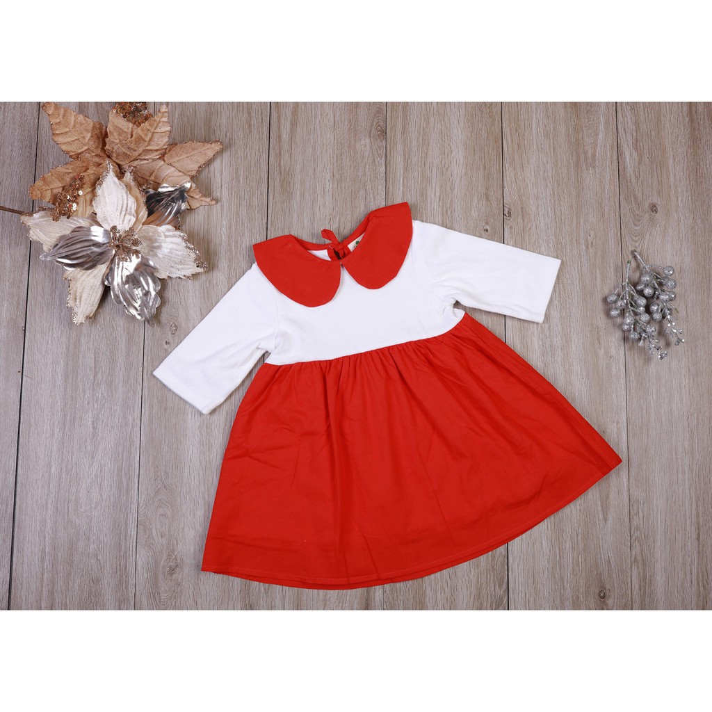 Váy sơ sinh cổ sen, size 6m-36m, thương hiệu Litibaby. Chất liệu cotton phối thô xinh xắn