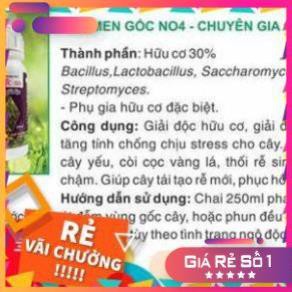 MEN GỐC NO4 250ML - CHUYÊN GIA GIẢI ĐỘC CHO CÂY TRỒNG BỊ NGỘ ĐỘC PHÂN BÓN, NGỘ ĐỘC THUỐC BVTV,...