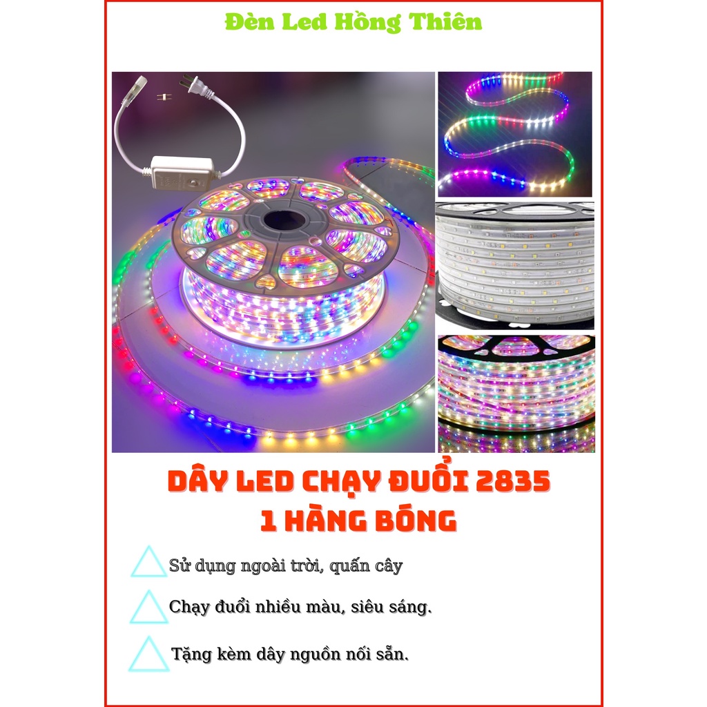 Dây Led Chạy Đuổi 2835 1 Hàng Bóng Cuộn 100m Tặng Kèm Nguồn Siêu Sáng