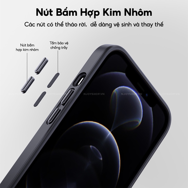 Ốp Lưng Nhám Chống Vân Tay LIKGUS Tuan Nút Bấm Kim Loại Bảo Vệ Camera Cho iPhone 13 Pro Max 12 Pro max 11 Pro Max