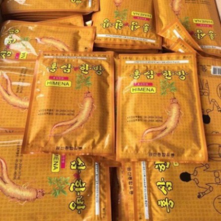 Túi 20 miếng Cao Dán Chiết Xuất Hồng Sâm Himena Hàn Quốc Đỏ Vàng Chính Hãng - Giảm Đau Cơ Đau Khớp